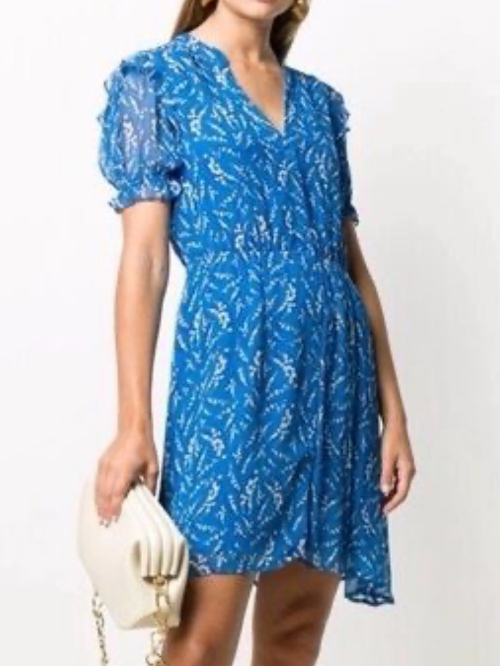 ba&sh Bright Blue Floral Mini Dress